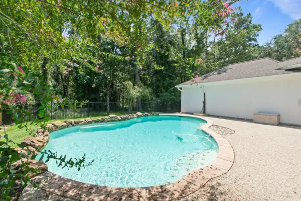 a view of a backyard with a small cabin