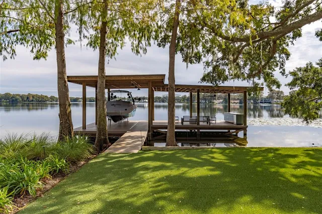 a view of a garden with lake view