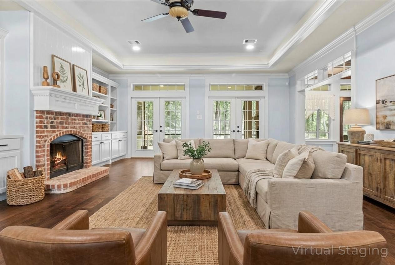 28822 Village Bend Magnolia, TX 77355 - Photo 4 of 45 a living room with furniture fireplace and a large window