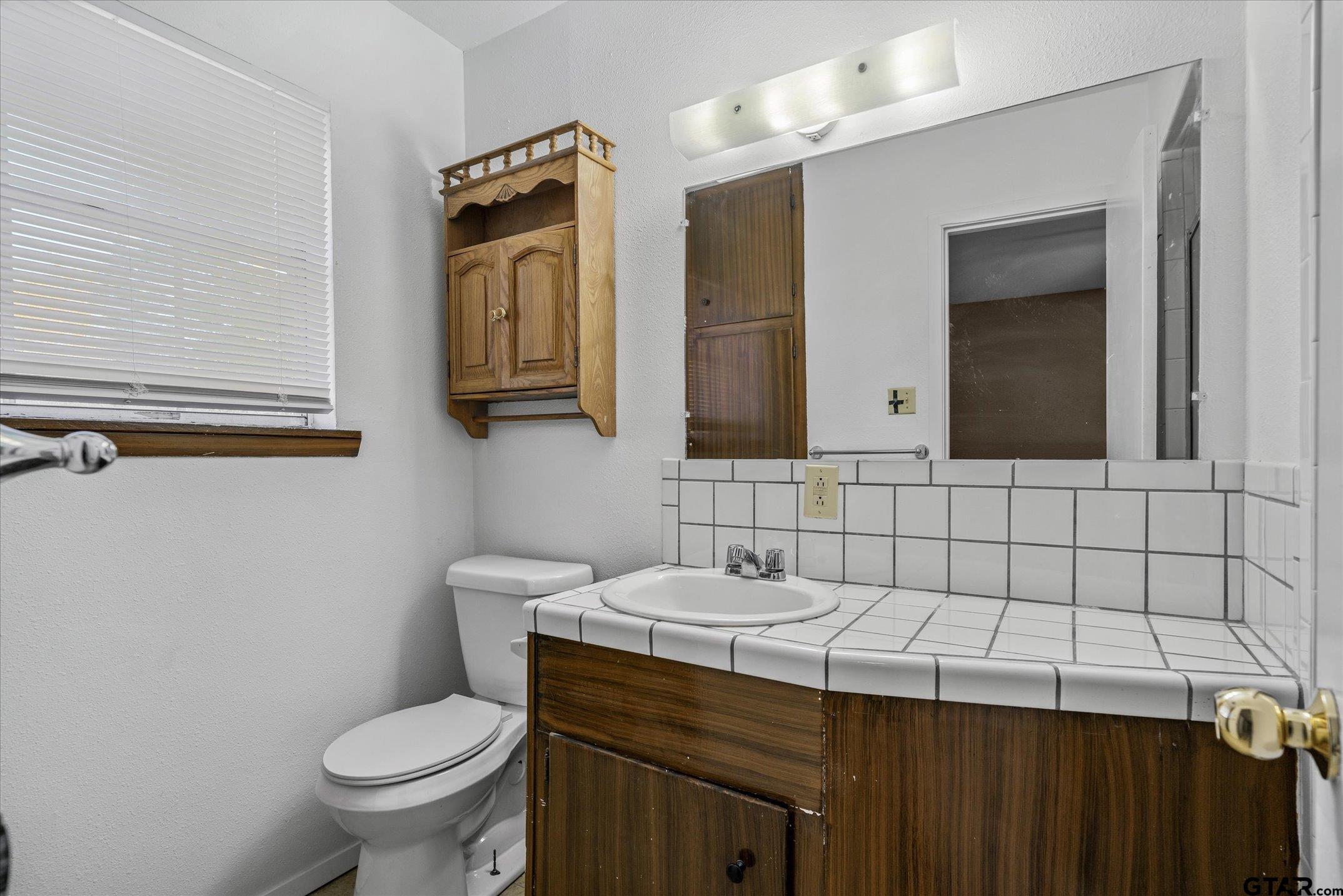 856 Ave A Canton, TX 75103 - Photo 30 of 40 a bathroom with a sink a toilet and mirror