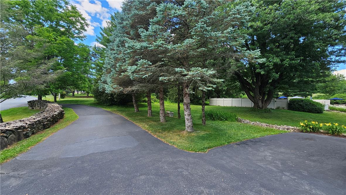 585 Buttermilk Road Hellertown, PA 18055 - Photo 78 of 82 A winding asphalt driveway leads past mature trees and a charming stone wall.