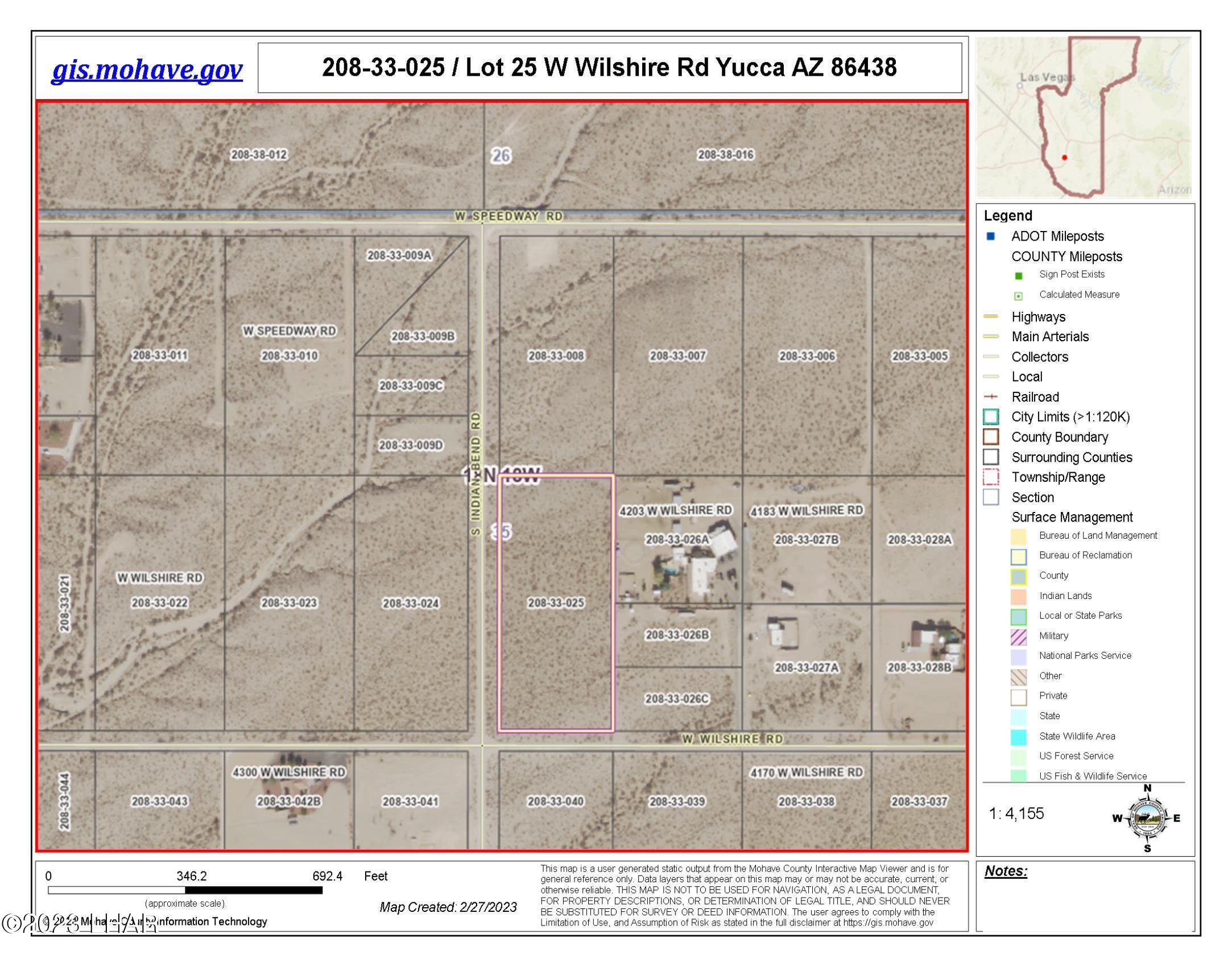 Lot 25 West Wilshire Road Yucca, AZ 86438 - Photo 9 of 28 Parcel map
