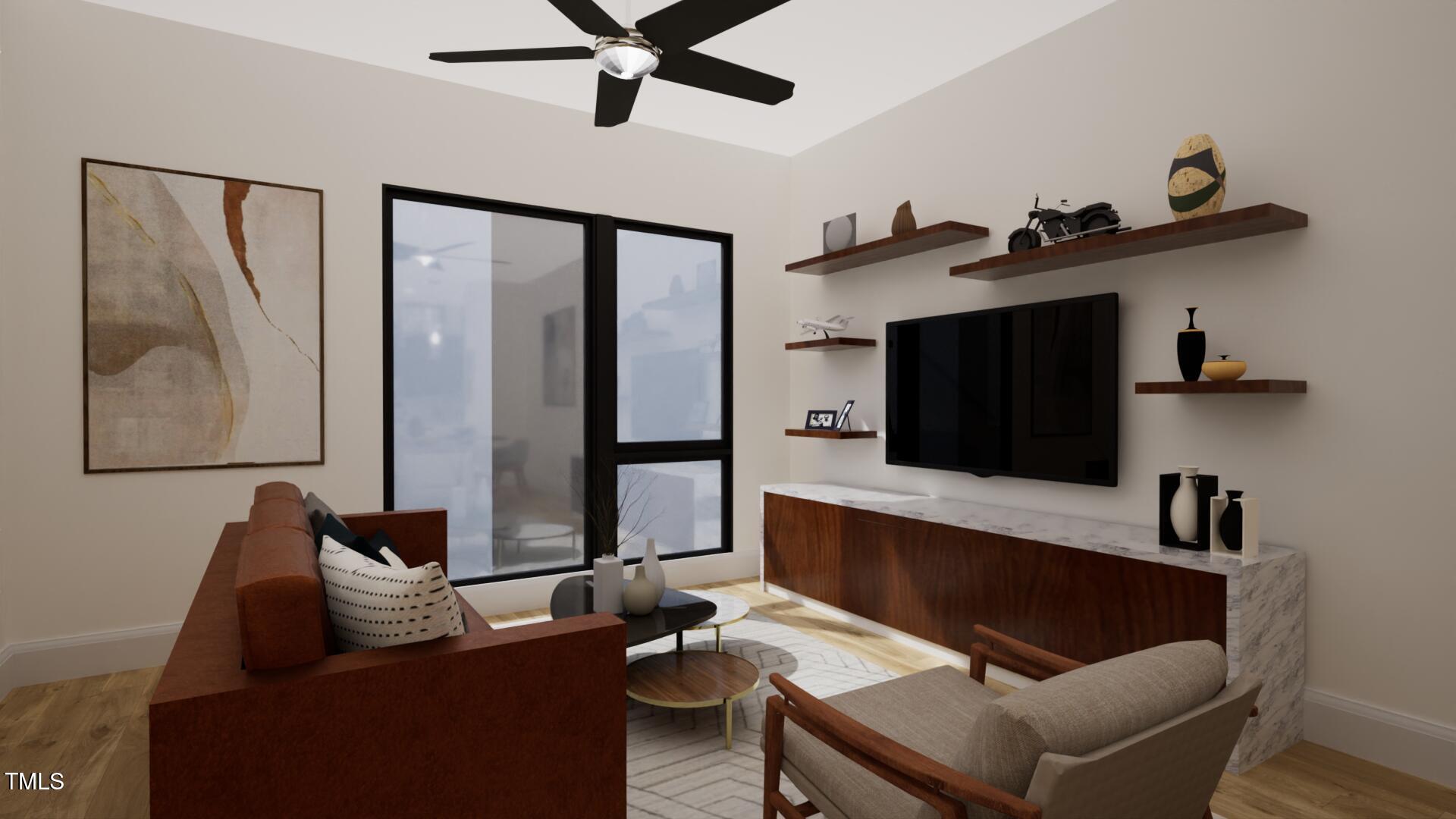 512 Gordon Street, Unit 402 Durham, NC 27701 - Photo 6 of 13 a living room with furniture and a flat screen tv