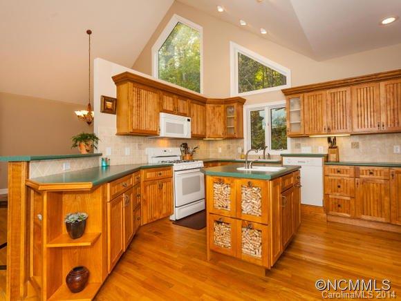182 Flying Hawk Road Waynesville, NC 28786 - Photo 10 of 24 a kitchen with stainless steel appliances granite countertop a sink a stove and a refrigerator