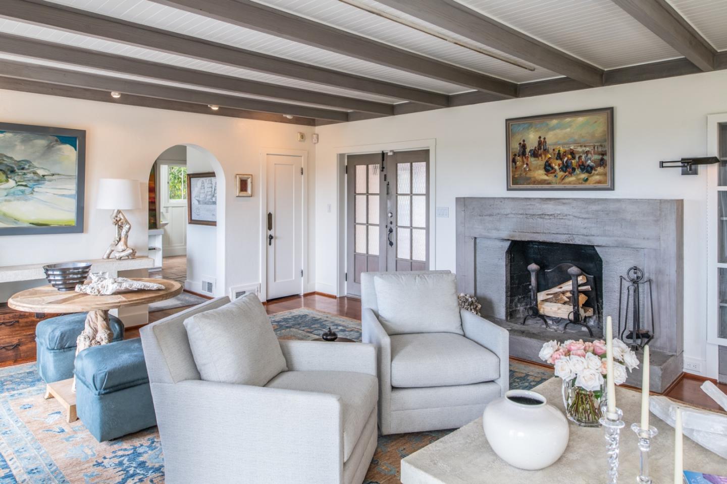 112 Pine Way Carmel Highlands, CA 93923 - Photo 12 of 33 a living room with furniture and a fireplace