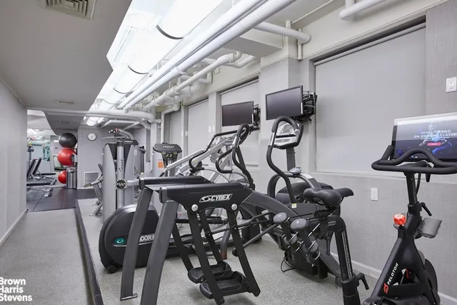 a view of a room with gym equipment