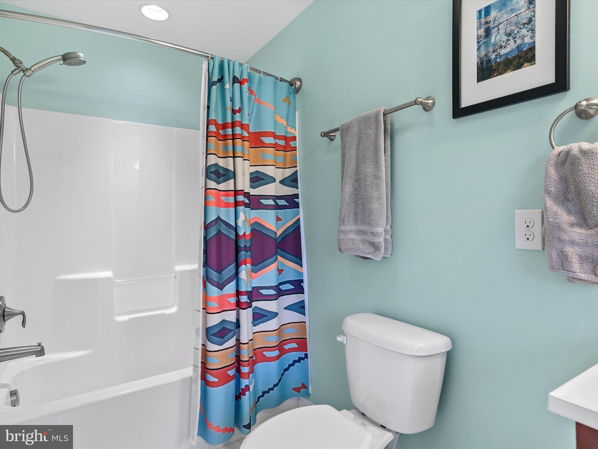 303 Valley Road Milton, DE 19968 - Photo 26 of 72 a bathroom with a toilet and a shower curtain