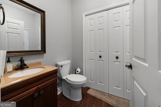 an aerial view of a house