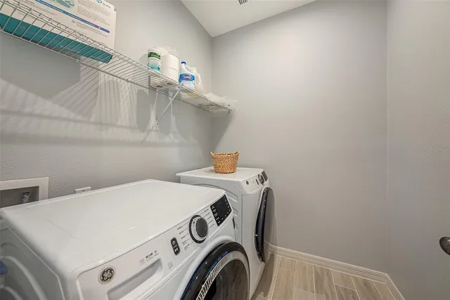 a view of a garden with an outdoor space