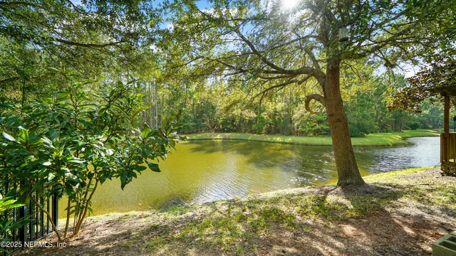 a view of lake with green space