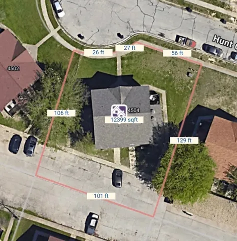 an aerial view of a swimming pool