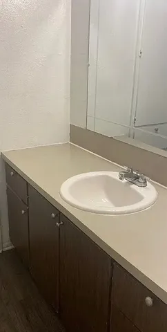 a bathroom with a bathtub
