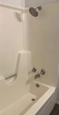 a bathroom with a bathtub