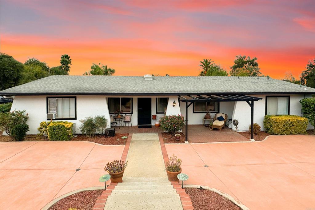 a view of a house with patio