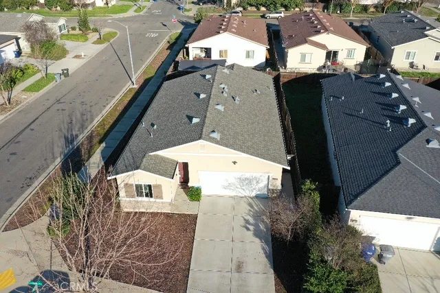 an aerial view of a house