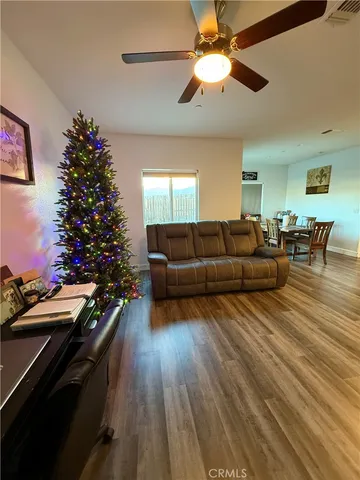a living room with furniture potted plant and a window