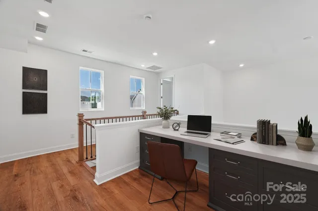 a workspace with furniture