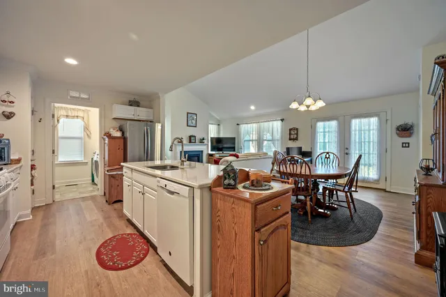 a kitchen with lots of counter top space