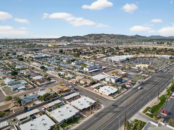 an aerial view of a city