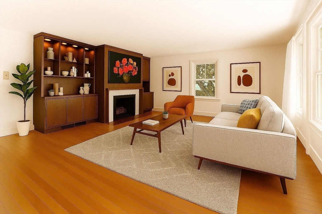 9 Pearson Street Beverly, MA 01915 - Photo 21 of 41 a living room with furniture a fireplace and a flat screen tv