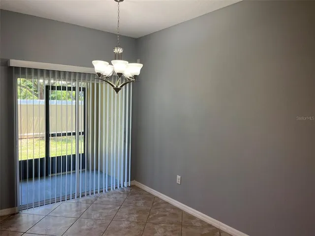 a view of a chandelier in a room