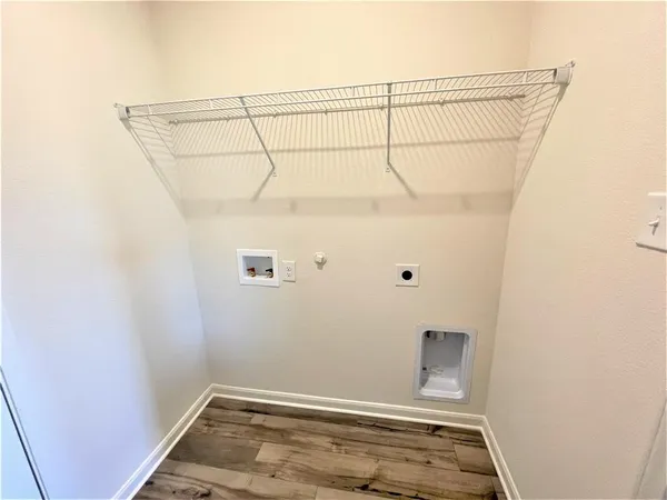 a view of a room with racks on the wall