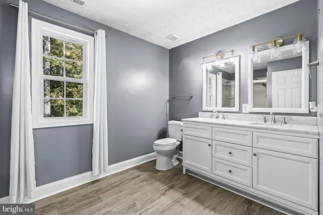 a bathroom with a toilet a sink and mirror