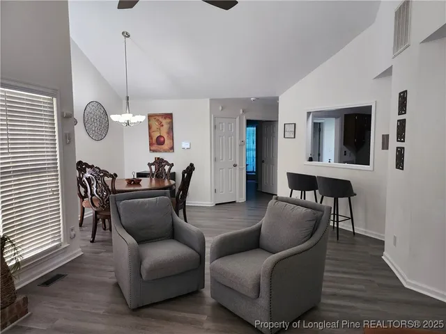 a living room with furniture