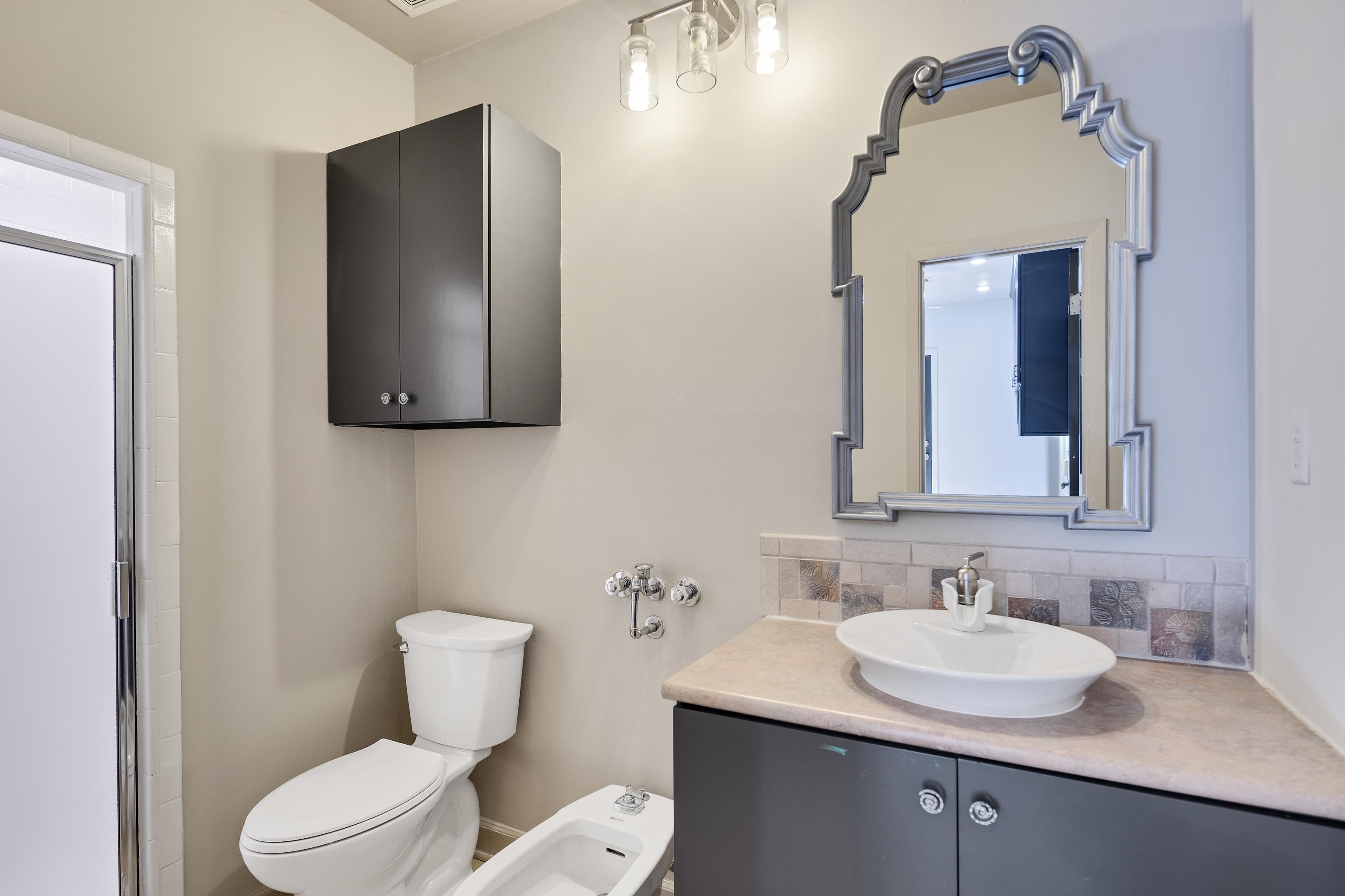 6867 River Birch Road Memphis, TN 38119 - Photo 23 of 40 Full bathroom with vanity, a stall shower, a bidet, and decorative backsplash
