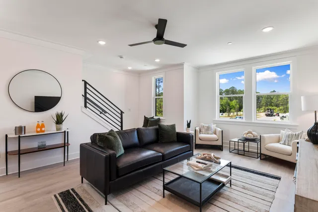a living room with furniture