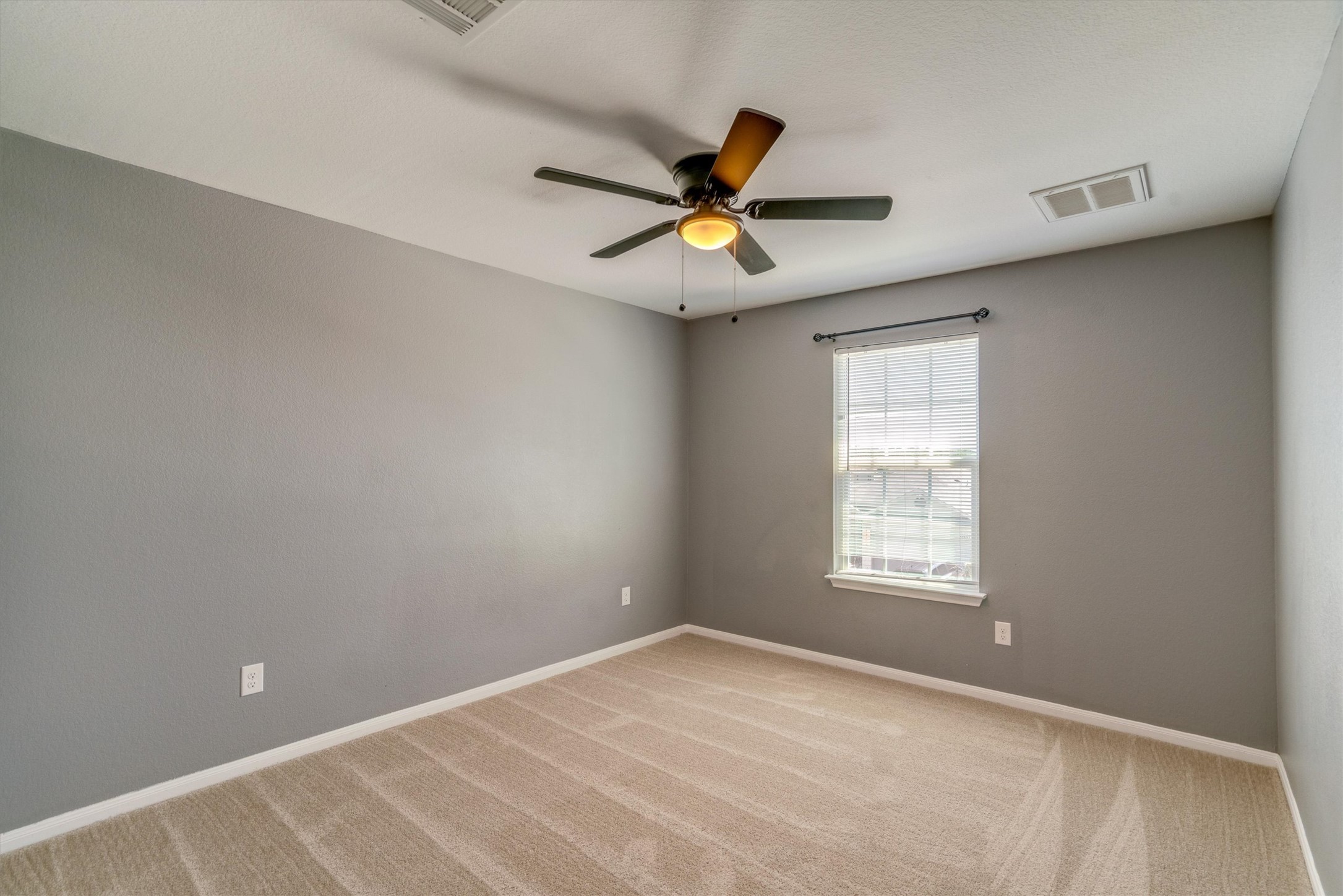 15128 Shell Bark Cove Austin, TX 78724 - Photo 14 of 25 A well-lit bedroom featuring a ceiling fan and soft carpet underfoot.