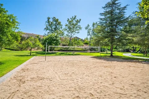 a view of a park with a slide