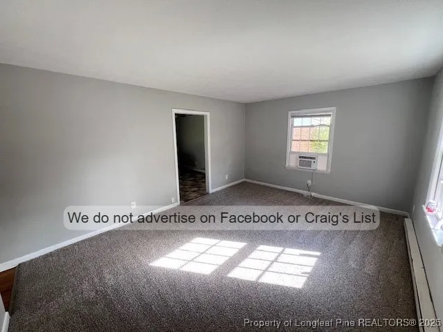 a view of a room with a window