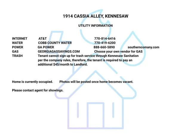 $2,800 | 1914 Cassia Alley, Kennesaw, GA 30144