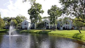 a view of a lake with houses