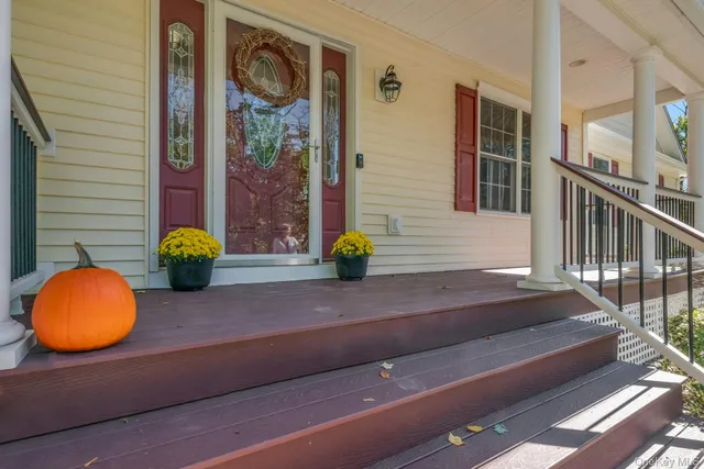 a view of a house with a potted plant and a window