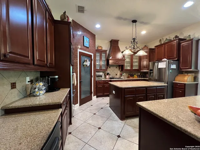 a large kitchen with lots of counter space