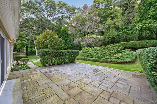 a view of backyard with green space