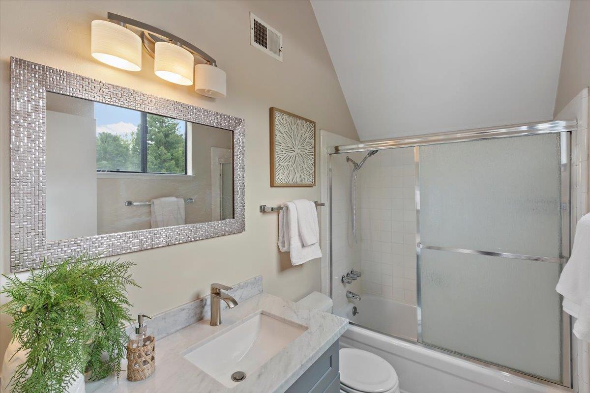 4 Farm Road Los Altos, CA 94024 - Photo 19 of 44 a bathroom with a sink toilet and shower