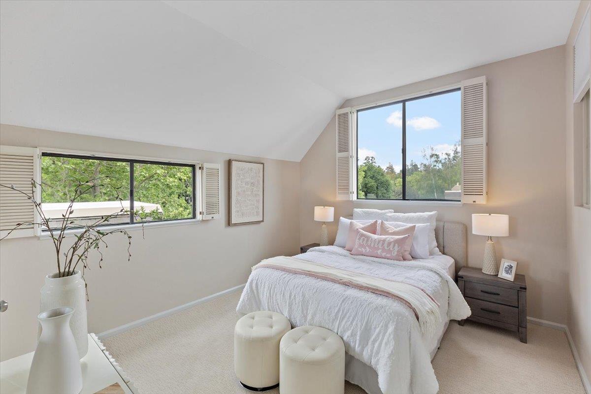 4 Farm Road Los Altos, CA 94024 - Photo 20 of 44 a bedroom with a bed and a large window
