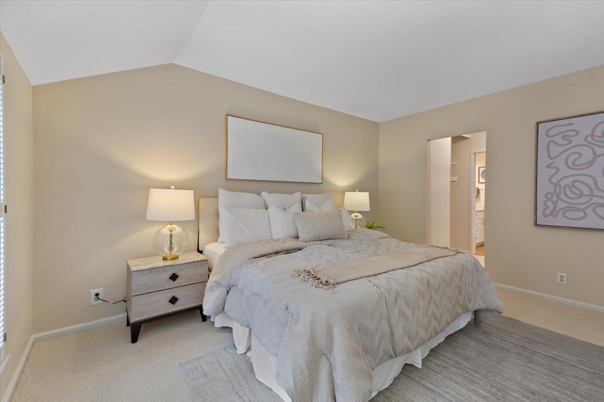 4 Farm Road Los Altos, CA 94024 - Photo 24 of 44 a bedroom with a bed and a night stand