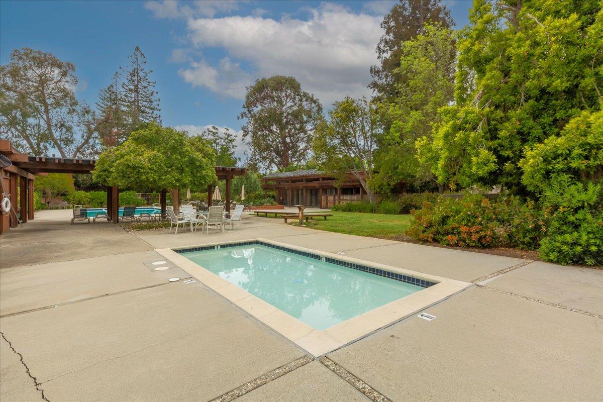 4 Farm Road Los Altos, CA 94024 - Photo 43 of 44 a view of swimming pool with outdoor seating and plants