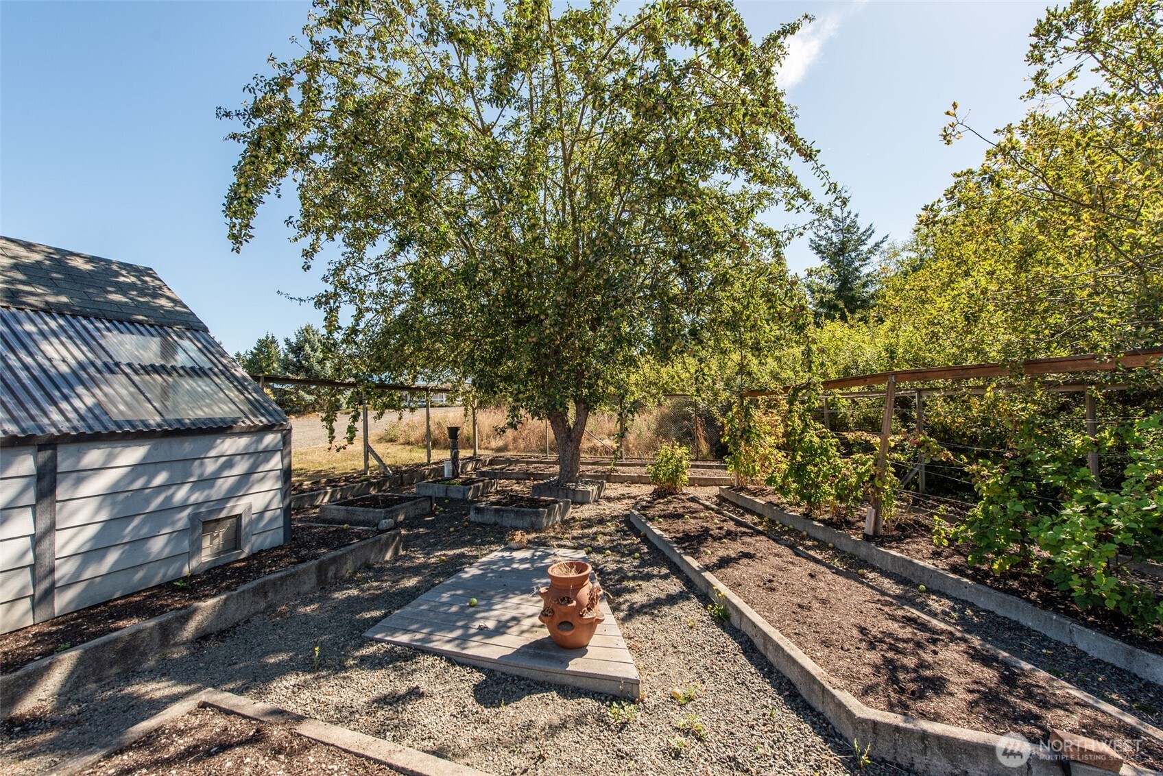 72 Skunk Hollow Road Sequim, WA 98382 - Photo 36 of 40 a backyard of a house with lots of green space