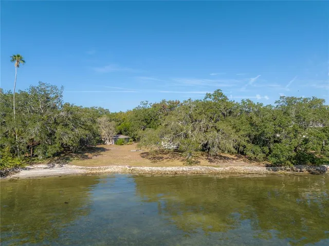 a view of an ocean with a mountain
