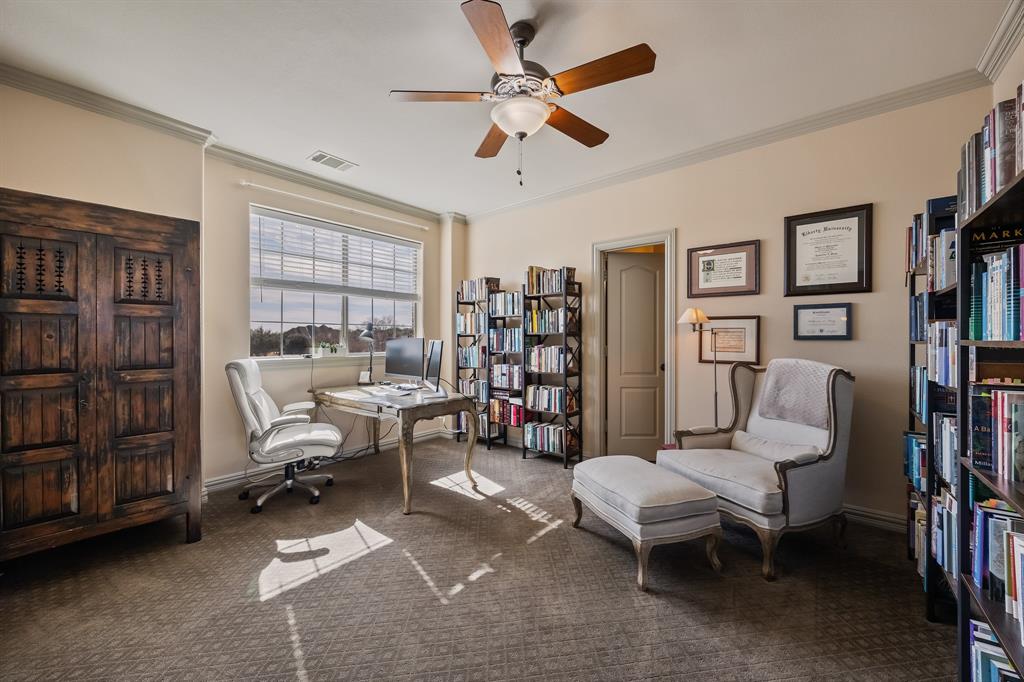 530 Ridge Point Drive Heath, TX 75126 - Photo 26 of 39 Optional fifth bedroom or upstairs office with a bathroom shared with the media room.