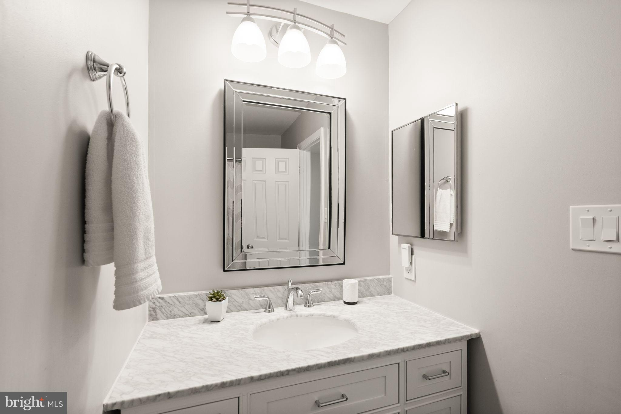 6369 English Ivy Way Springfield, VA 22152 - Photo 49 of 62 a bathroom with double vanity sink and two mirror