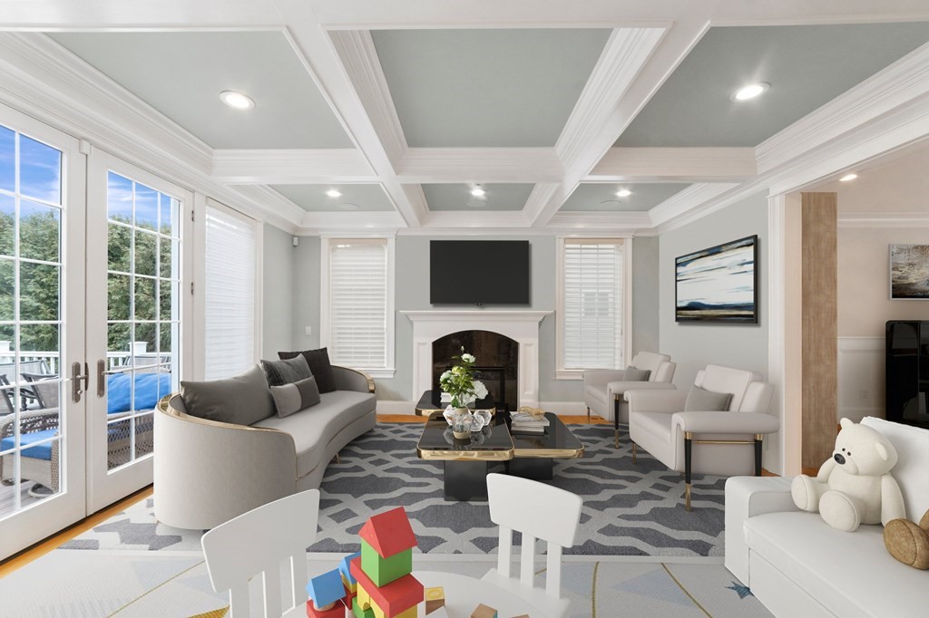 106 Pine Street Newton, MA 02465 - Photo 11 of 22 a living room with furniture fireplace and a large window