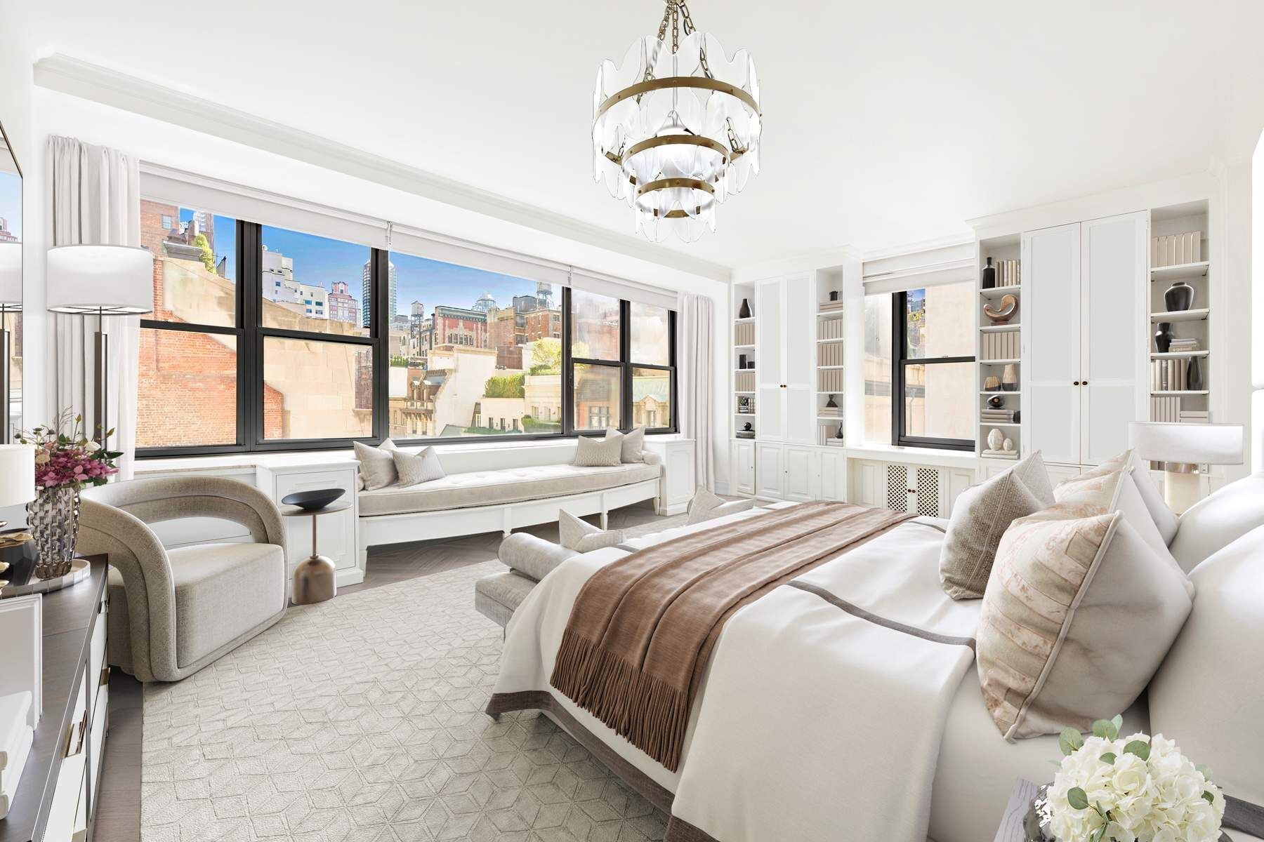 857 5th Avenue, Unit 7 Manhattan, NY 10065 - Photo 12 of 22 a bedroom with bed and large windows