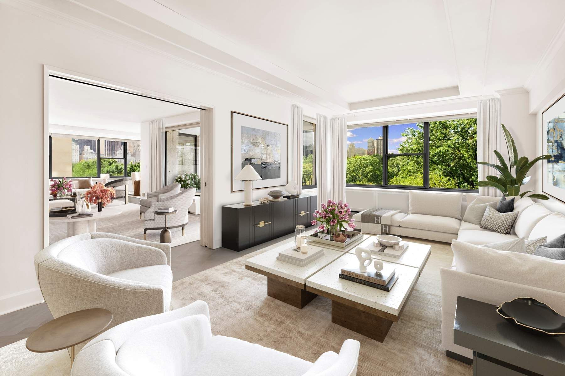 857 5th Avenue, Unit 7 Manhattan, NY 10065 - Photo 8 of 22 a living room with furniture and a large window