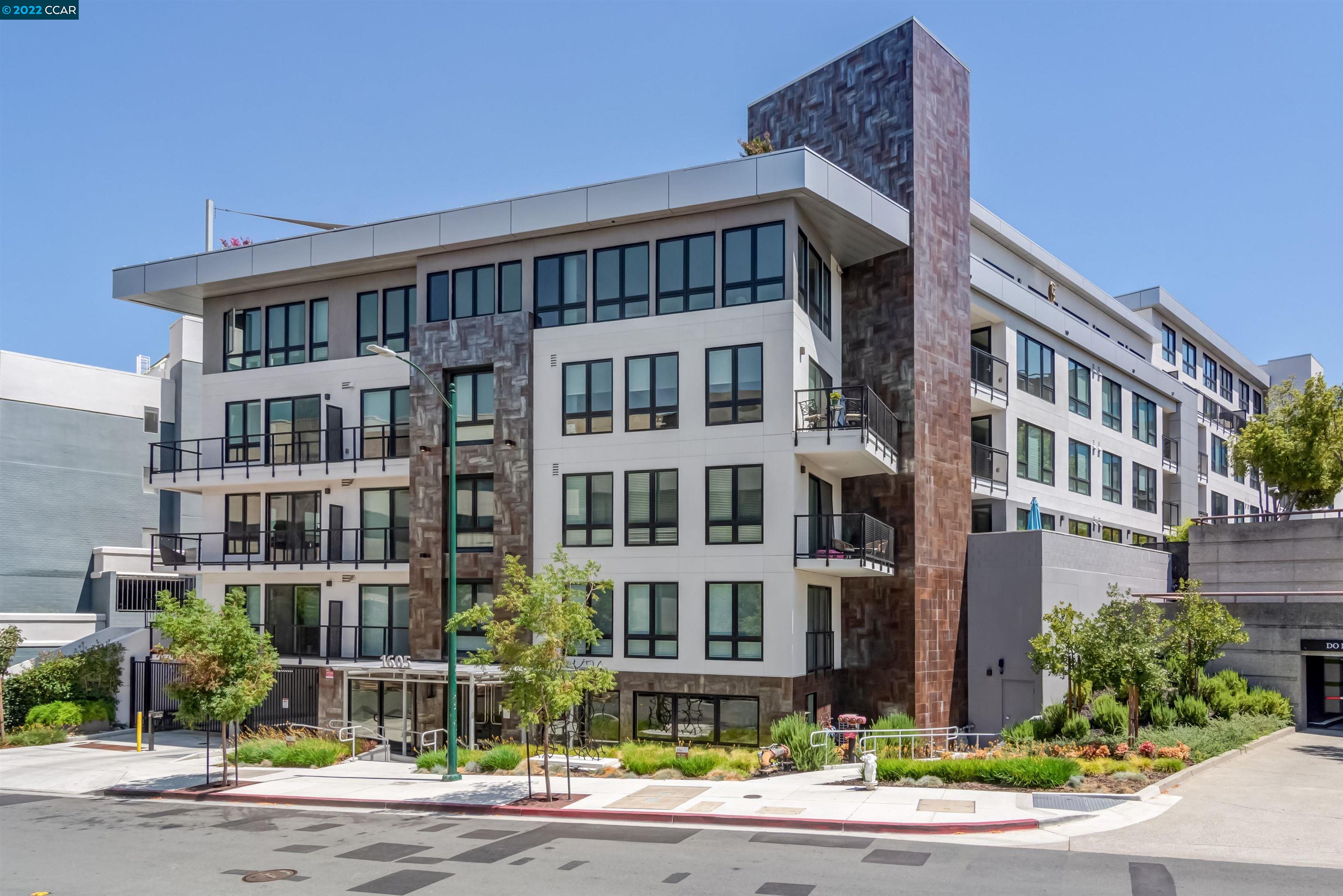a front view of a building with street view